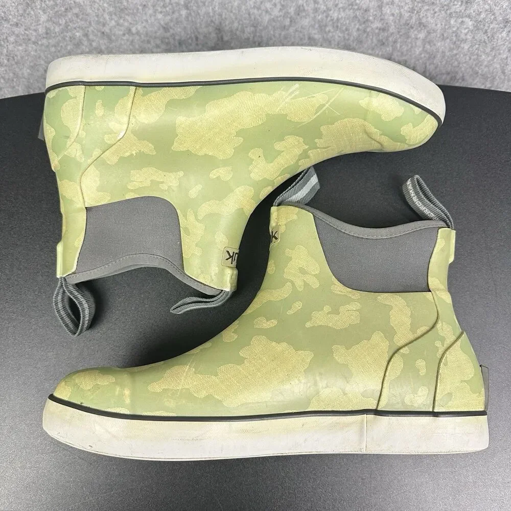 Huk Rogue Wave Fishing Boots Mens 8 Green Gray Camouflage Pull On Outdoors*
